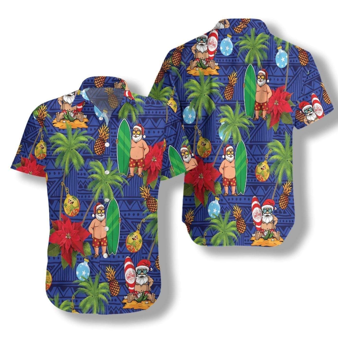 Felacia [Hawaii Shirt] Merry Christmas Santa Claus Hawaiian Aloha Shirts-ZX1269